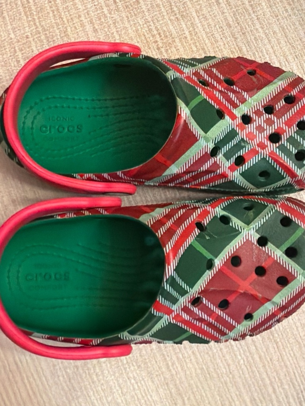 CROCS Kids' Plaid Clog in Red, Green & White